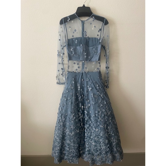 Alexis Veda Blue Floral Applique Sheer Mesh Midi Dress 6DRES02616 Size 00 - Picture 3 of 8